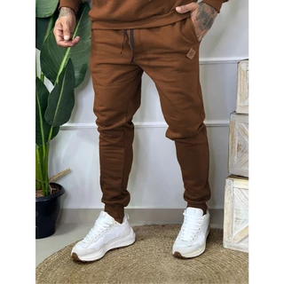 Calça Moletom Masculina Frio Jogger com Bolso Punho na Perna