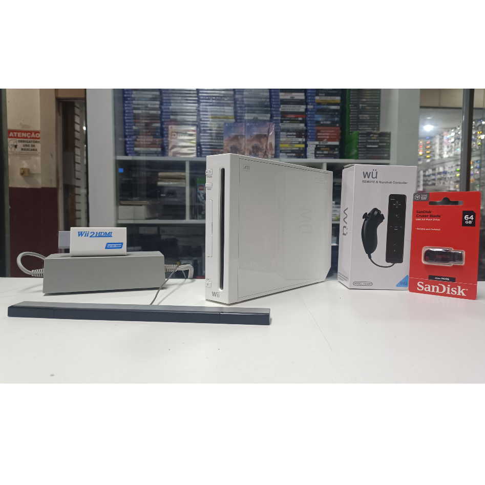Nintendo Wii Completo com Varios Jogos Digitais + Adaptador HDMI