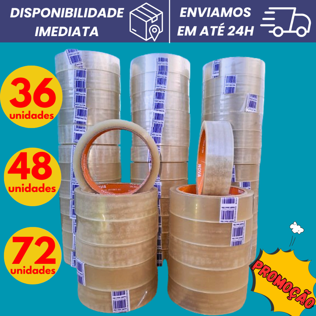 72 ROLOS DE FITA DUREX DIETO DA FABRICA FITA ADESIVA TRANSPARENTE 24X50
