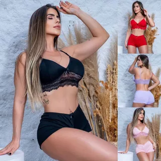 Top Doll Pijama Renda e Suede – Luxo e Conforto para Suas Noites e Momentos Especiais