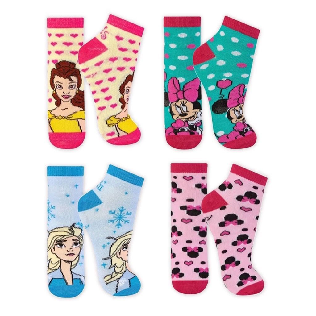 Kit 4 Meias Infantil Feminina Personagem Disney Princesas Minnie ...