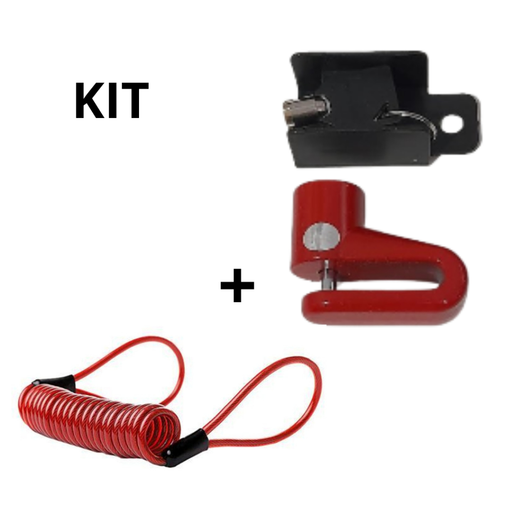 Cadeado De Disco Para Freio Antifurto Moto Universal - Colorido + Cabo Aviso E Lembrete De Trava De Disco De Freio Para Motos