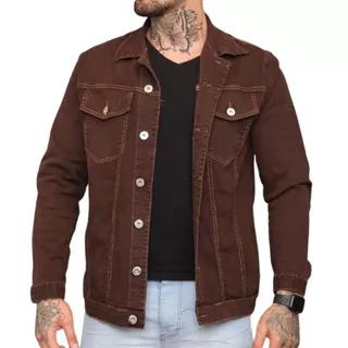 Jaqueta Masculina Marrom Com Linha Clara