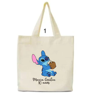Kit 10 Ecobag Sacola 30x35 Personalizada Stitch para Lembrancinha Aniversários