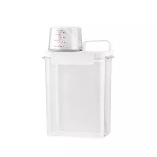 Pote Armazenador Multiuso Hermético com Copo Medidor e Trava Branco Para Sabão em Pó, Líquido, Amaciante 1,8L - Maxx