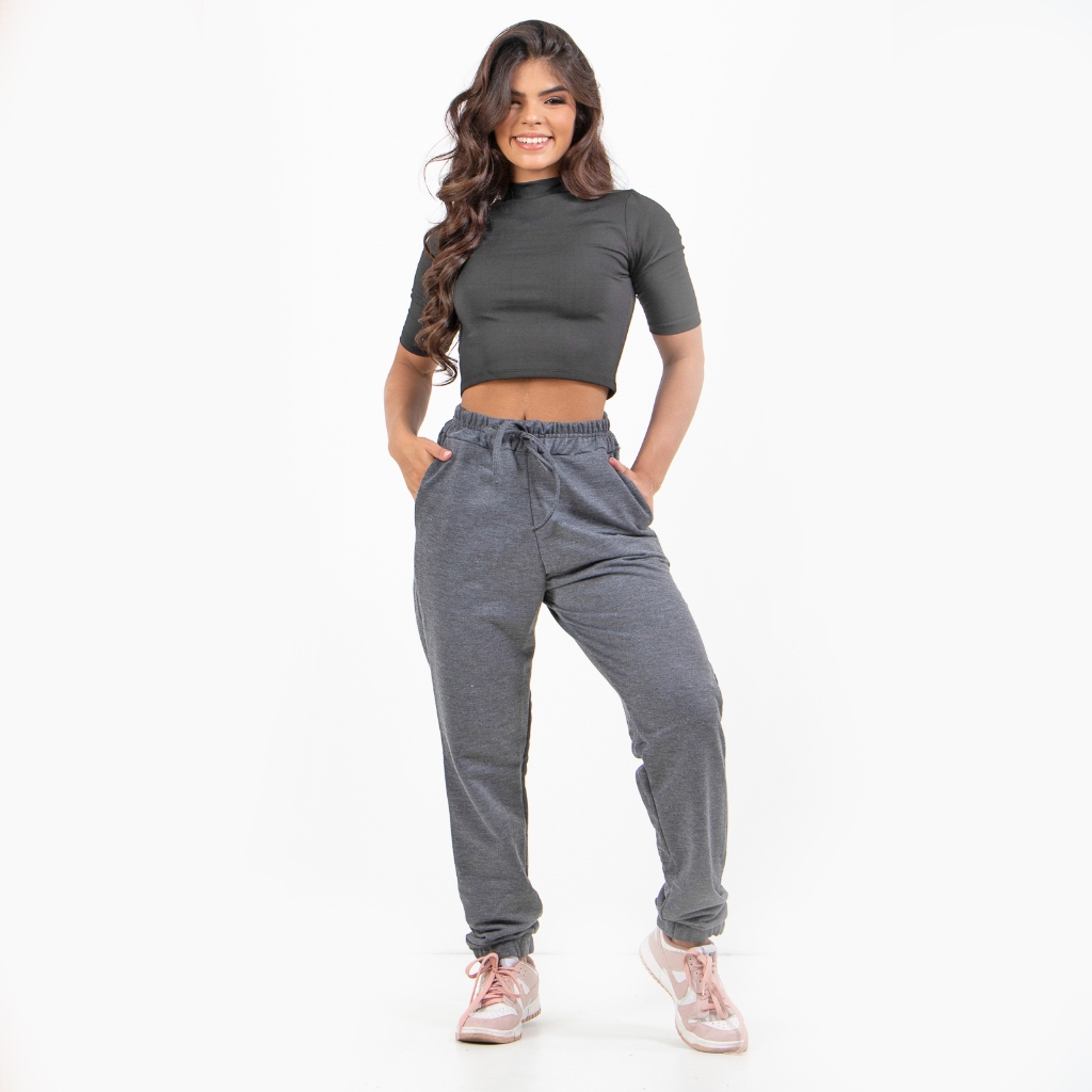 Calça Jogger Moletom Feminina Fashion