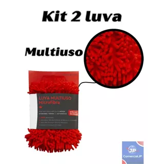 Kit 2 Luva Multiuso Limpeza Lavar Carro Moto Microfibra Chenile Tamanho Grande