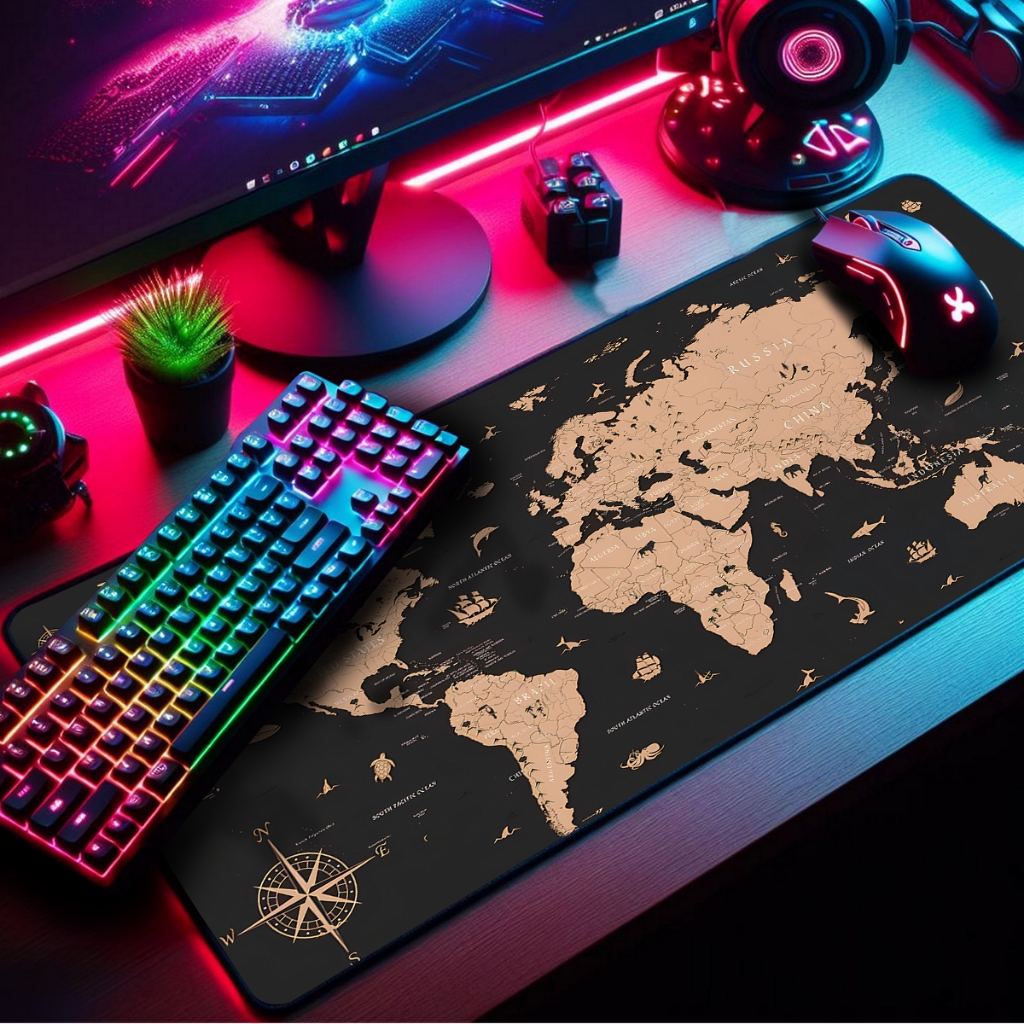 Mouse Pad Gamer Extra Grande 120x60cm Borda Costurada Estampa Cenários, Games e Animes