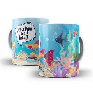 Caneca Porcelana 325 ML Quem Dera Ser o Fagner Peixe Presente Xícara Engraçada