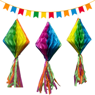 Balão 30cm Festa Junina Losango Colorido Plástico Decoração Arraial São João Enfeite Balãozinho
