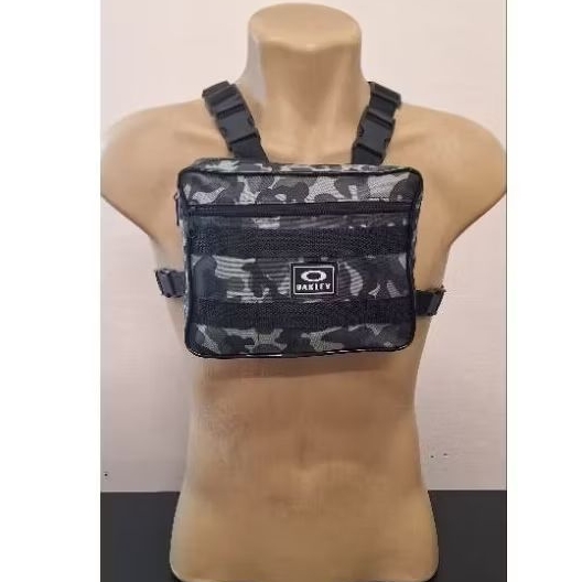 Pochete cartucheira shoulder bag de peito B.D.O camuflada cinza