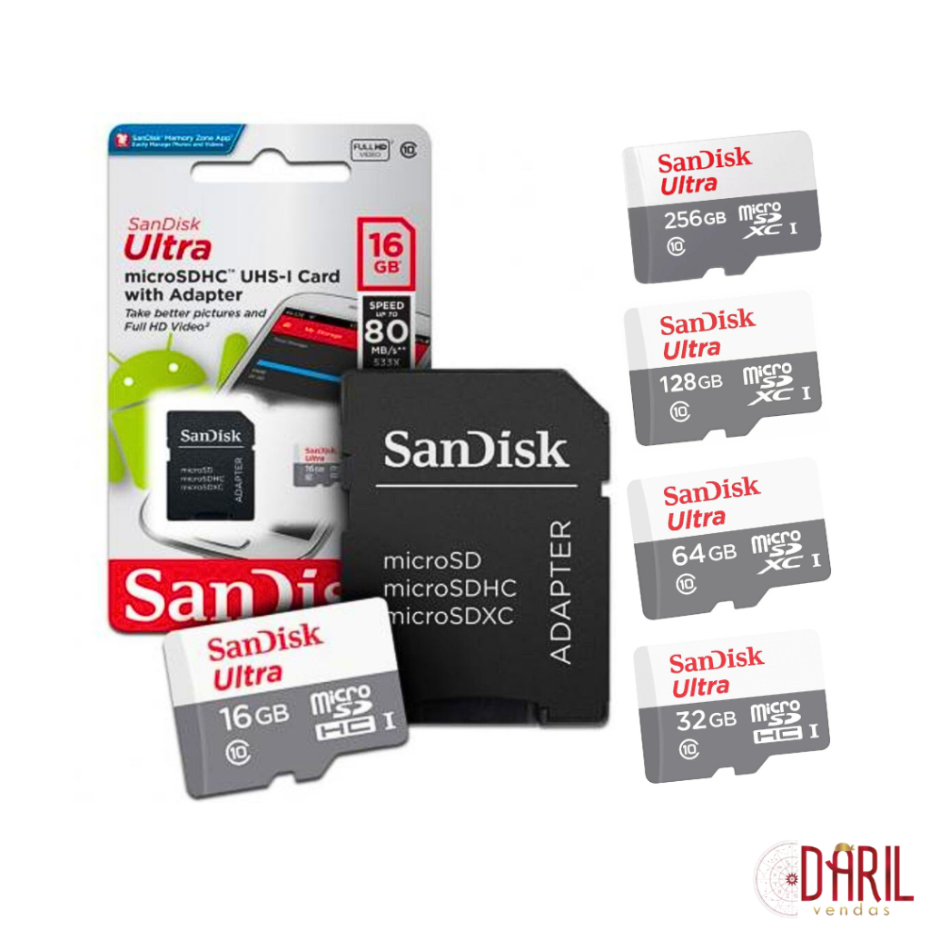 Cartão De Memoria Micro Sd Sandisk Ultra Classe10 80mb/s