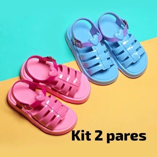 SANDÁLIA KIT 2 PARES LULU CORAÇÃO BABY INFANTIL LANÇAMENTO BARATO