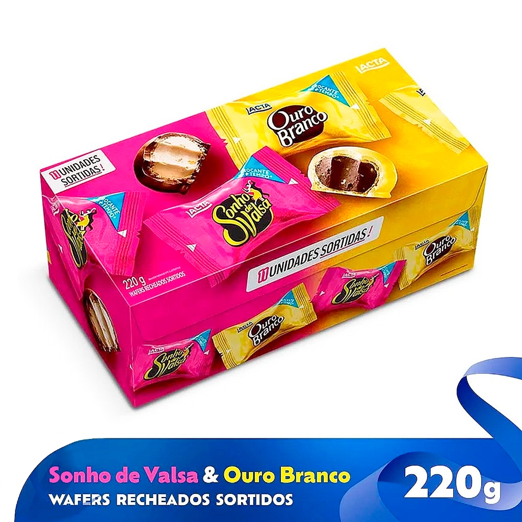 Caixa De Bombom Sonho de Valsa E Ouro Branco Sortidos Lacta 220g Os ...
