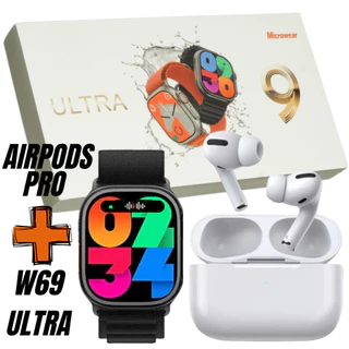 Combo Smartwatch W69 Ultra Max Amoled Tela 2.2 2024 Original Microwear+Fone Airpods Pro Android iOS