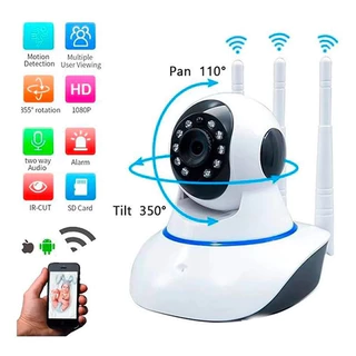 câmera segurança iP wifi robô 3 antenas Sistema visão noturna full HD 360º Y2