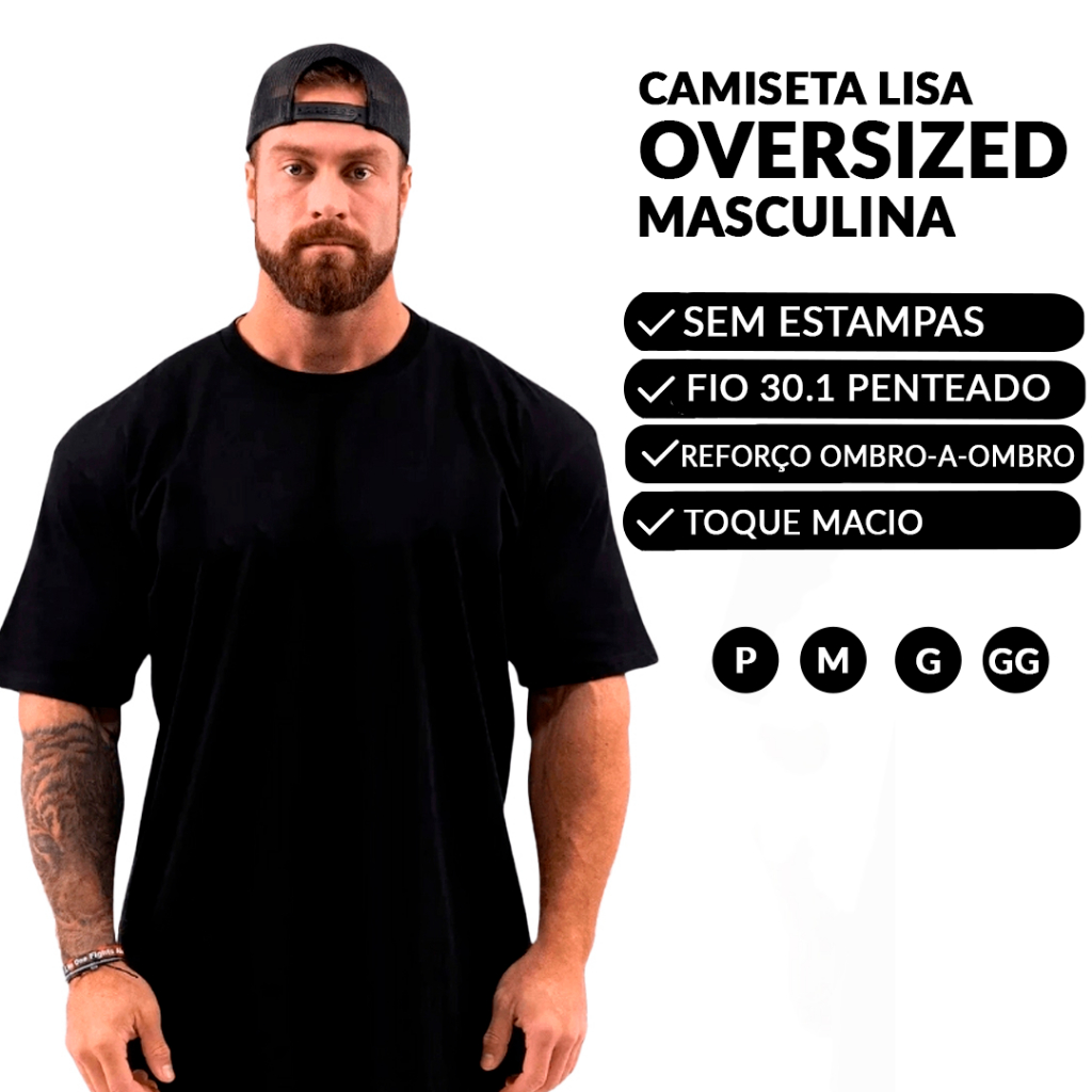 Camiseta Oversized Streetwear Masculina Lisa Premium