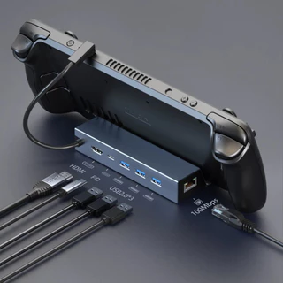 Base Dock Station 6 em 1 para Steam Deck 4K, HD, HDMI, PD ,RJ45, USB
