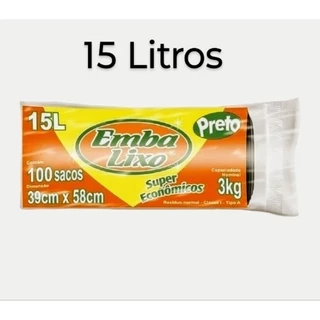 Saco para lixo 15 litros 100 unidades 39 x 58 cm Embalixo cesto escritório banheiro lixeira cozinha