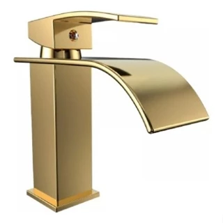 Torneira Banheiro cascata misturador monocomando metal inox 18cm brilhante