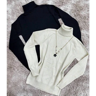 Blusa Feminina Cacharrel Tricô Lã Gola Alta Manga Longa Segunda Pele Blusa de Frio Básica