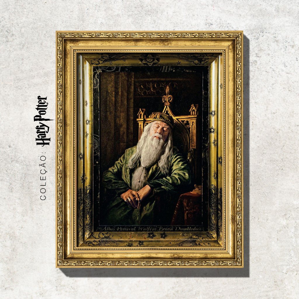 Quadro - Dumbledore Dormindo - Coleção Harry Potter - 36x46cm - Moldura ...