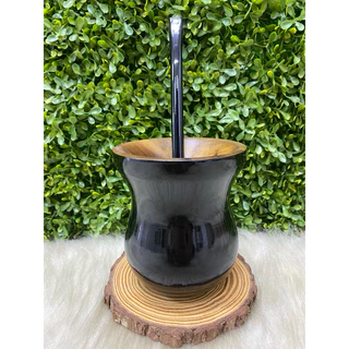 Combo de chimarrão - CUIA +BOMBA - PRETO LISA