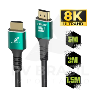 Cabo HDMI x HDMI 8K 2.1v Premium Ultra HD 8K 4K 3D Ready 1.5m ou 3m ou 5m X-Cell