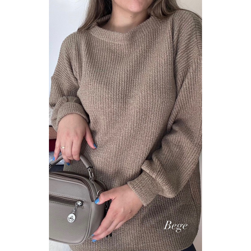 Max Blusão Tricot Mousse Manga Longa Quentinha Inverno 2024 Moda