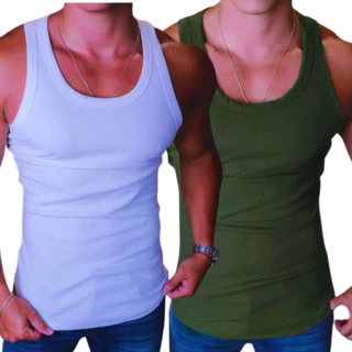 Kit 2 Regatas Americana Canelada masculina-Camiseta Regata fitnes Masculina