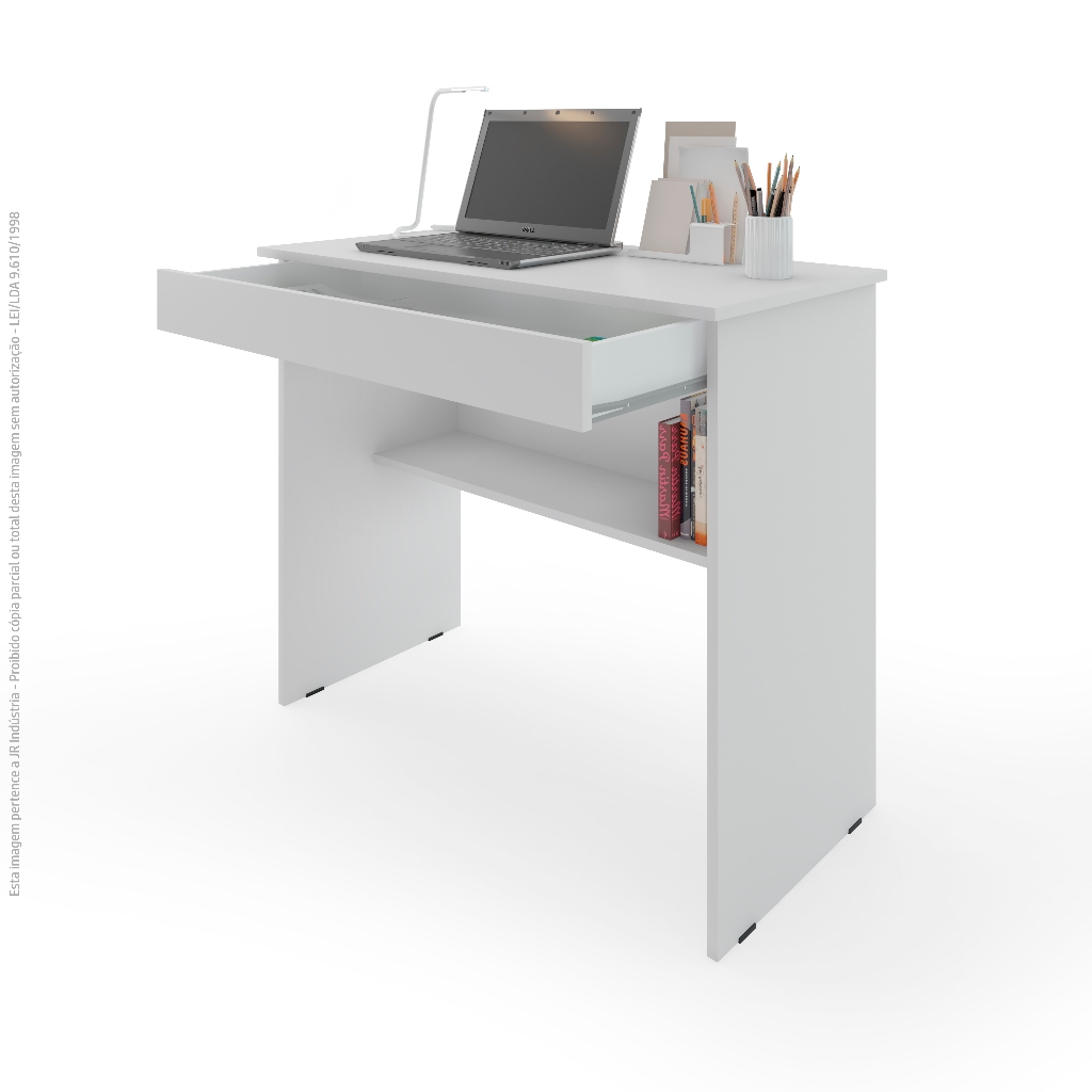 Mesa Para Computador Escritorio 1 Gaveta Branca