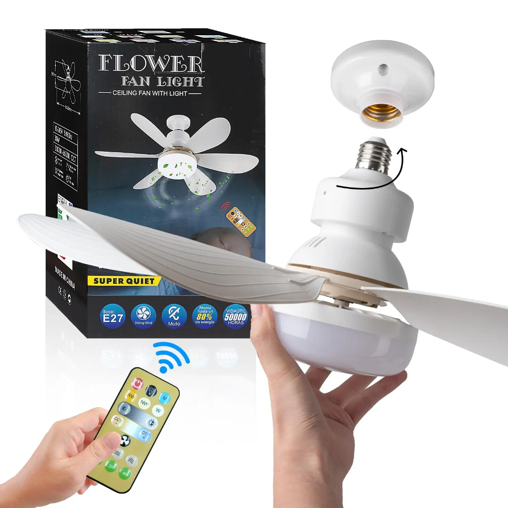 Ventilador de teto，ventilador de luz ,(6 lâminas) infinitamente ajustável