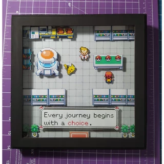 Quadro 3D Pokémon "Choice" Edição colorida