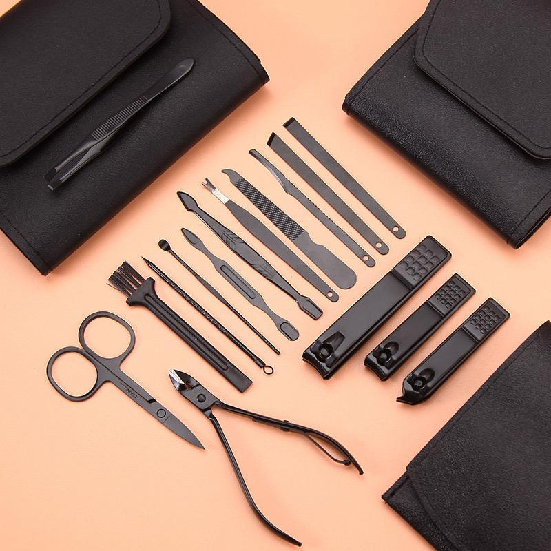 KIT 16 Pçs/Set Professional Aço Inoxidável Cutícula Nippers Cortador De Unhas Da Arte Do Prego Ferramentas Colher Empurrador To