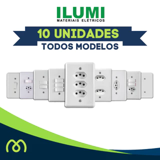 Kit 10 Tomadas 10A 20A Interruptor Apagador Simples Paralelo Placa Cega Stylus Monobloco Ilumi