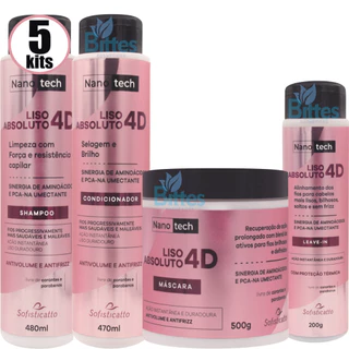 5 KIT LISO ABSOLUTO 4D SOFISTICATTO COSMÉTICOS SELAGEM E BRILHO