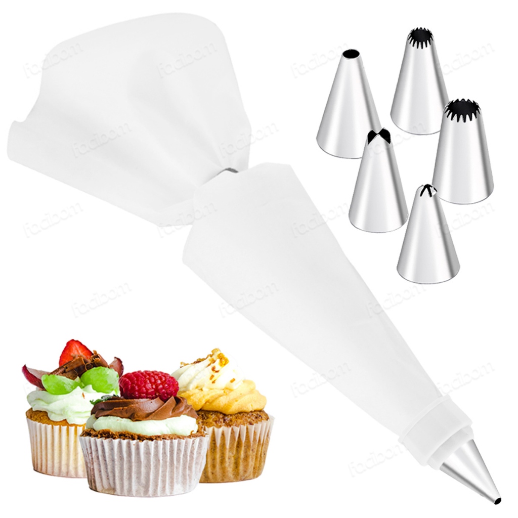 Kit Confeiteiro 7 Peças com Saco Reutilizável e 6 Bicos em A