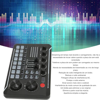 Mixer De Áudio Externo Live Sound Card Celular Tablet E Pc