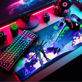 Mouse Pad Gamer Extra Grande 70x35cm Borda Costurada Estampa Cenários, Games e Animes