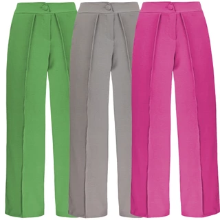 Calça Feminina Pantalona Com Botão