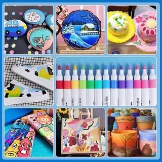 Estojo 24 Cores Canetas, Tinta Acrílica, Marcadores De Arte, Canetas De Pintura, Canetas De Grafite Para Pedras, Discos, Celulares, Sapatos, Vidro