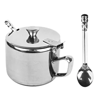 Açucareiro Luxo Em Inox Com Colher 250 Ml Coffe Break Chá