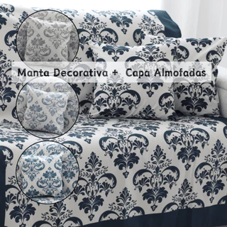 Manta para Sofá + 2 Capa de Almofada Decoração Elegante