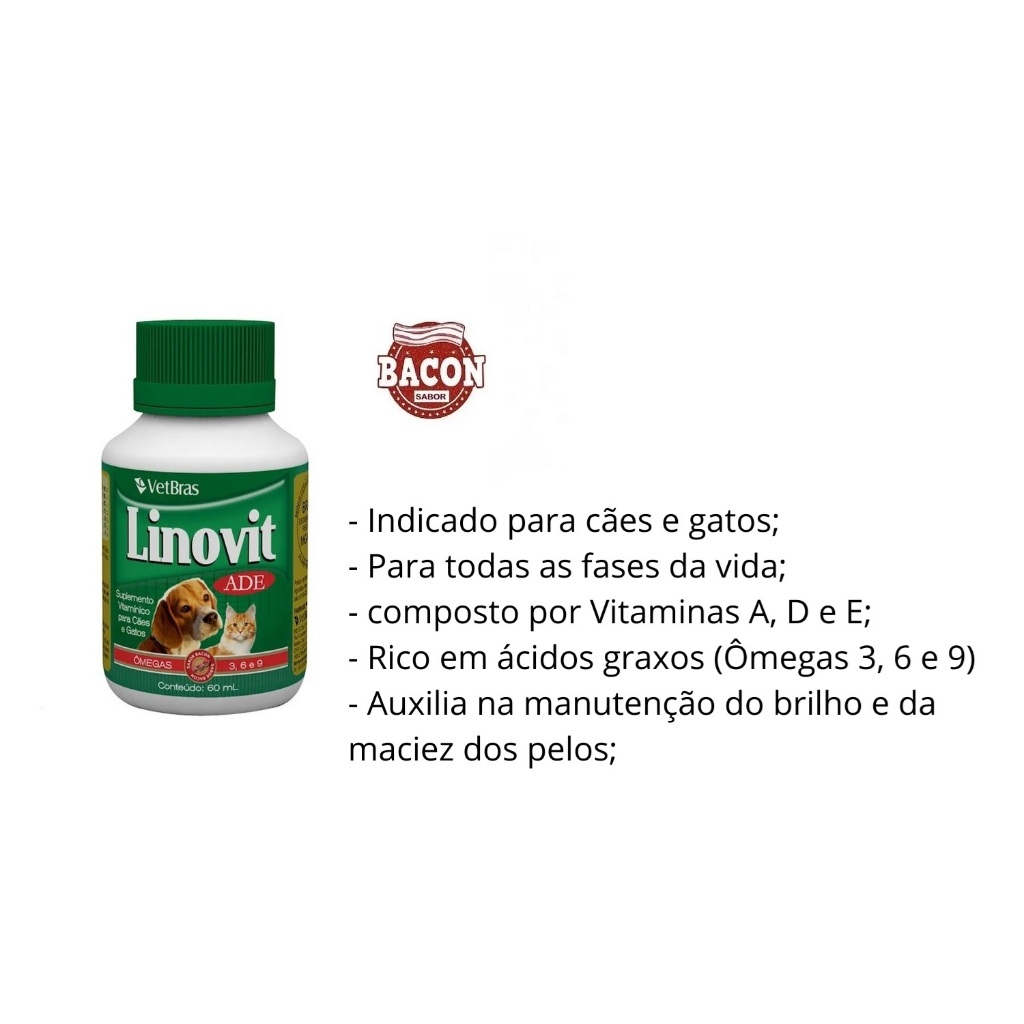 Suplemento Vitaminico Linovit 60ml + Antipulgas e Carrapaticida Topline ...
