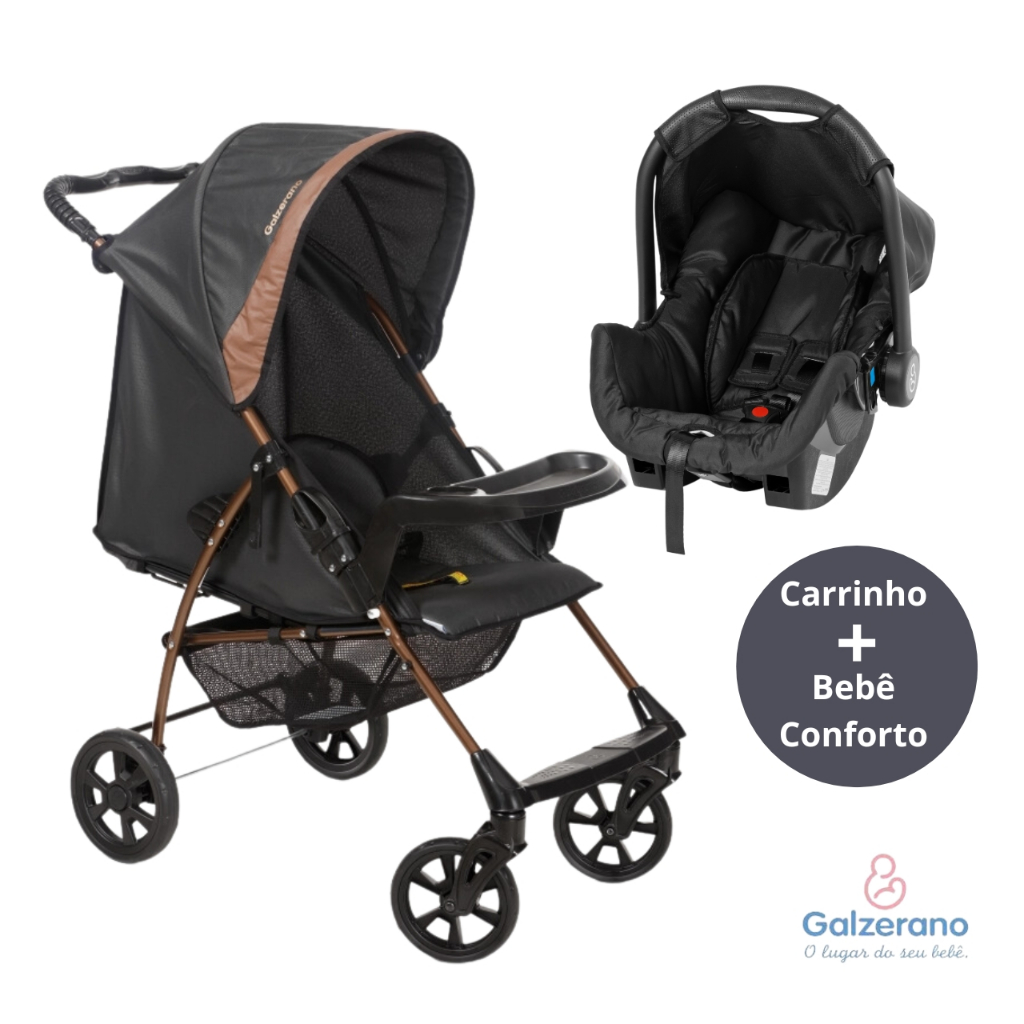 Kit Carrinho De Bebê Romano Galzerano E Bebê Conforto Carro Infantil 3 ...