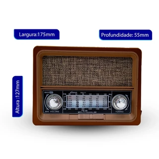 Rádio Retrô buletooth Caixa de Som Portátil Carregamento USB em Oferta na Shopee