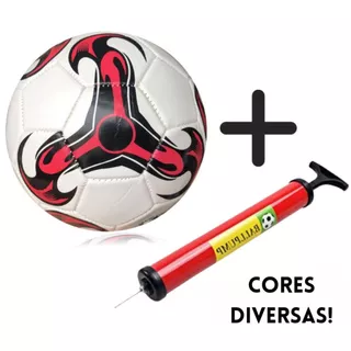 Bola de Futebol + Bomba de Encher Tamanho 5 Oficial Campo Costurada