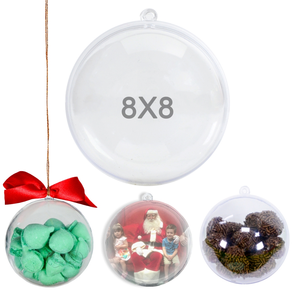 Bola Esfera Acrilica 8 CM Porta Foto , Lembrancinha Natal Porta Foto