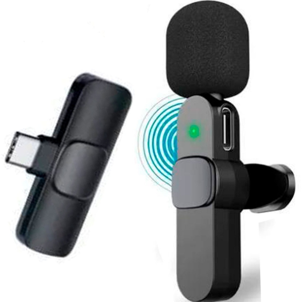 Microfone de Lapela Sem Fio Vlog Tipo C