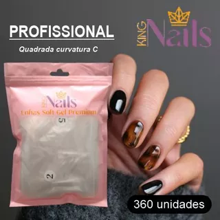 Postiça Gel Mandorla Luxo Extra Longa Transparente 360 unidades - King Nails